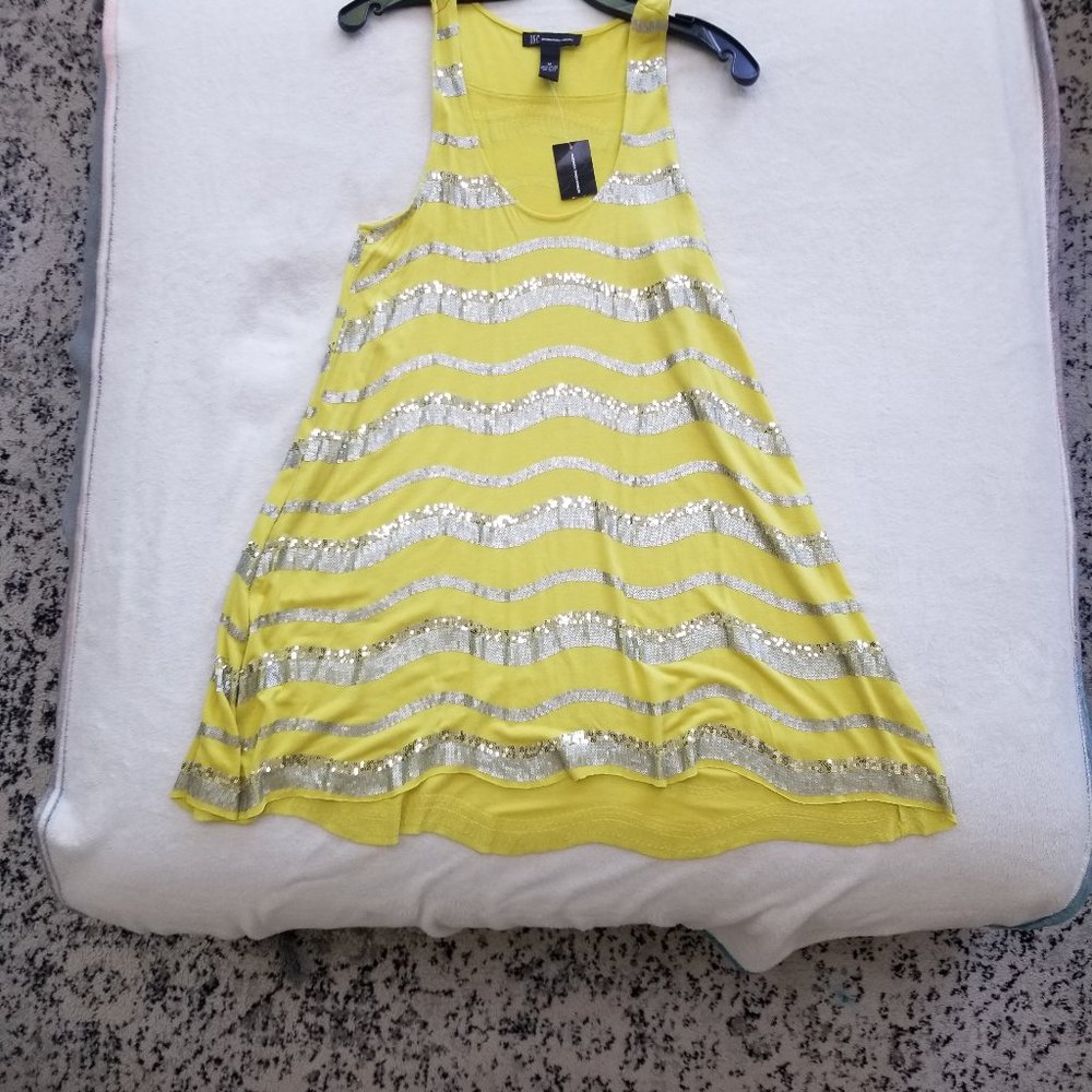 INC Sleeveless Yellow Sequined Women's Top, Size M